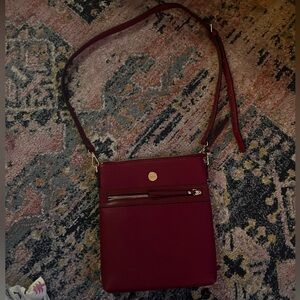 Jessica Moore JM Venture Small Crossbody Handbag in Red Pebbled Faux Leather